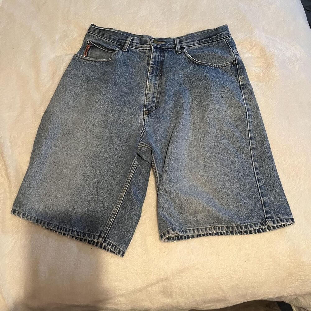 Vintage 90s Lugz Jeans Shorts Mens Size 35 Blue Bermuda 12" Inseam Relaxed Fit